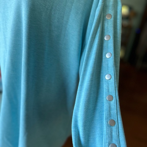 Soft Surroundings large sea green tunic viscose poly spandex snap neck - Picture 5 of 5